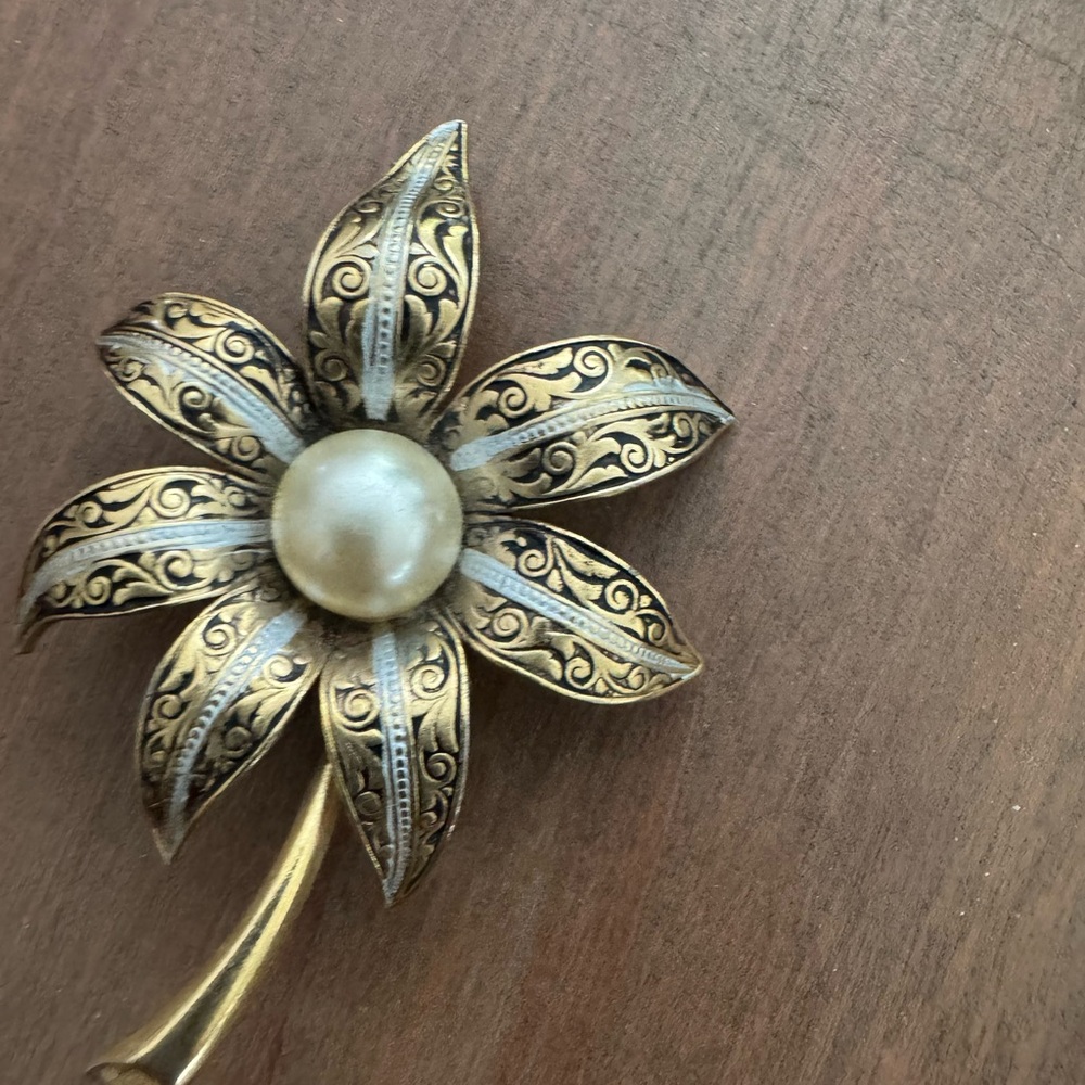 Gold and Silver Floral Brooch